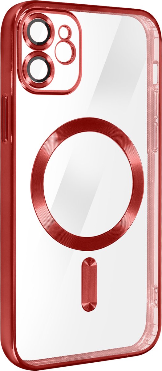 MagSafe Case Geschikt voor Apple iPhone 11 Siliconen Bescherming Camera Chroom Rood