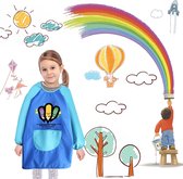 Schilderschort voor kinderen, kinderschilderjas, waterdicht, kinderen schilderjas, knutselschort kinderen met mouwen en 1 zak voor 8-12 jaar meisjes/jongens (blauw)
