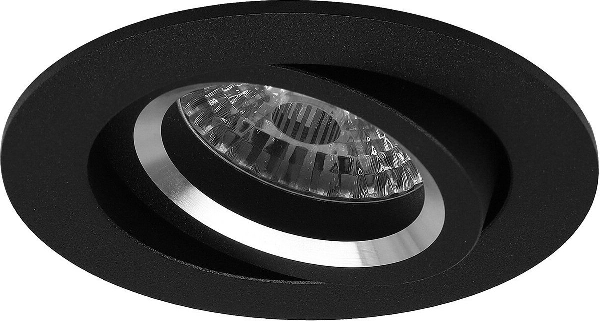 Platte inbouwspot Alon -Rond Zwart -Extra Warm Wit -Dimbaar -3.8W -RTM Lighting LED