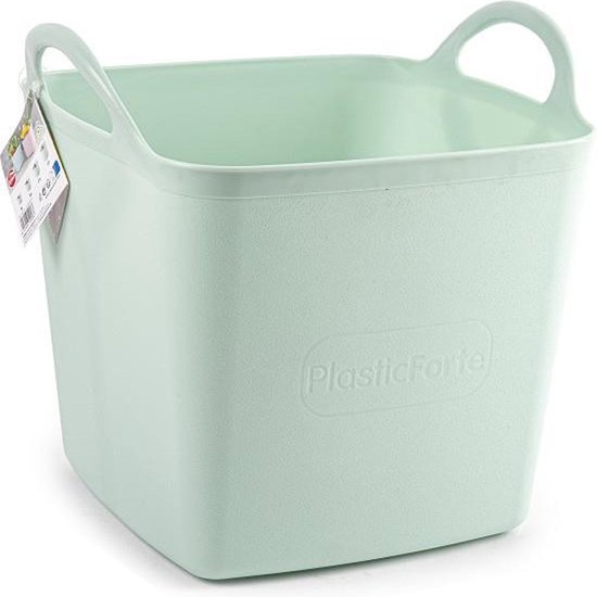 Plasticforte Baignoire/seau/panier à linge - flexible - vert clair - 43 litres - carré - plastique - 40 x 40 x 44 cm