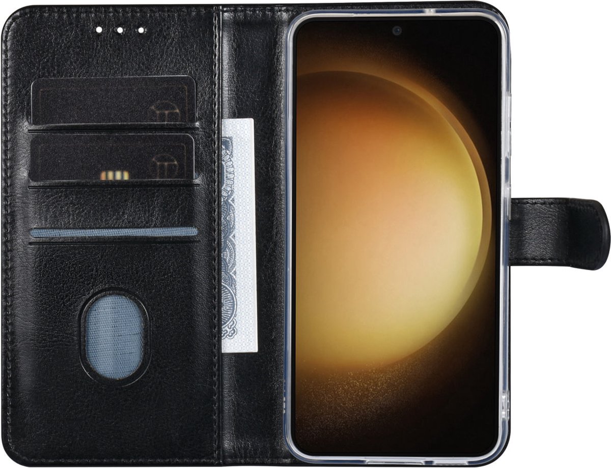 UNIQ Accessory Galaxy S23 Book Case hoesje - Pasjeshouder voor 3 pasjes - Magneetsluiting - Hanger - Zwart