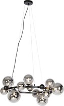 QAZQA david - Art Deco Hanglamp eettafel voor boven de eettafel | in eetkamer - 12 lichts - Ø 86 cm - Grijs - Woonkamer | Slaapkamer | Keuken