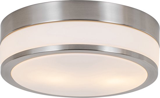 QAZQA flavi - Moderne Plafondlamp voor buiten - 2 lichts - Ø 28 cm - Staal - Buitenverlichting