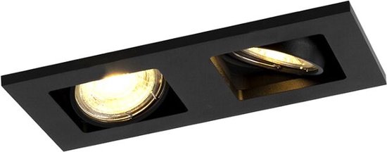 QAZQA qure - Moderne Dimbare LED Smart Inbouwspot incl. wifi met Dimmer - 2 lichts - L 19 cm - Zwart - Woonkamer | Slaapkamer | Keuken