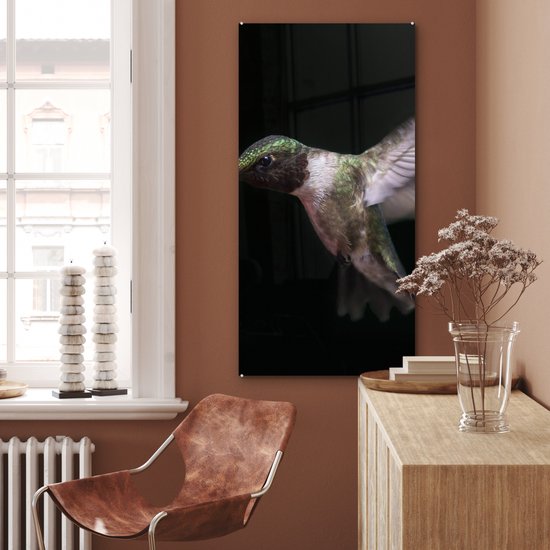 MuchoWow® Peinture sur verre 60x120 cm - Peinture sur verre acrylique - Colibri - Vogel - Ressorts - Photo sur verre - Peintures