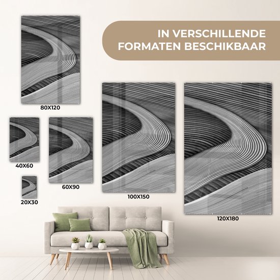 MuchoWow - Peinture sur verre - Abstrait - Texture - Zwart - Wit - Peinture sur verre - Plaque de Verres - 20x30 cm - Décoration murale