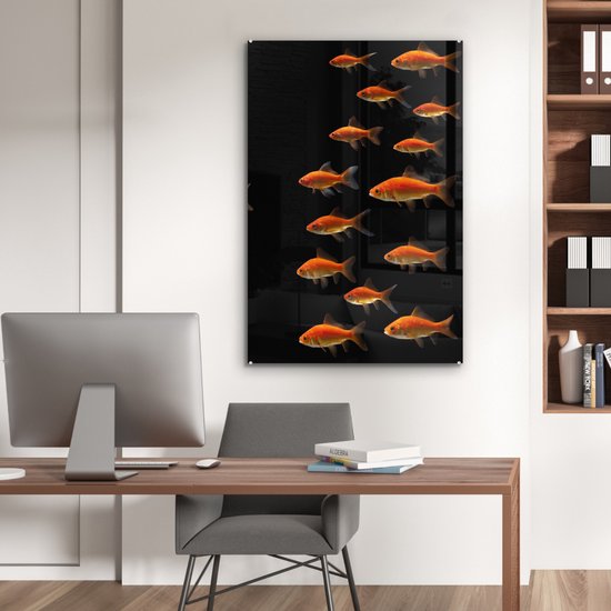 MuchoWow® Peinture sur Verre - Poisson Rouge - Animaux - Zwart - 80x120 cm - Peintures sur Verre Acrylique - Photo sur Glas
