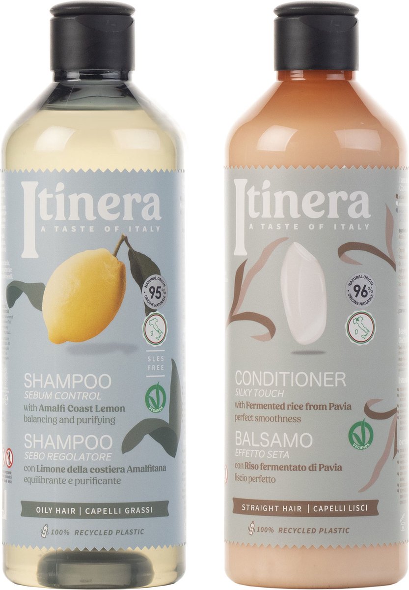 ITINERA - Set cosmetica: haarconditioner + shampoo voor vet haar, 2x 370ml