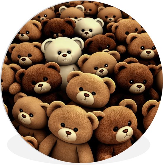 WallCircle - Wandcirkel ⌀ 150 - Teddybeer - Knuffel - Bruin - Beer - Jongens - Meisjes - Ronde schilderijen woonkamer - Wandbord rond - Muurdecoratie cirkel - Kamer decoratie binnen - Wanddecoratie muurcirkel - Woonaccessoires