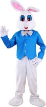 Konijn paashaas pak kostuum L-XL wit blauw mascotte pluche - verkleedpak haas paashaaspak