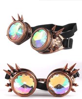 Caleidoscoop bril goggles Steampunk - koper spikes - diamant festival