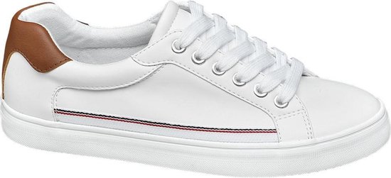 Graceland Dames Witte sneaker cognac detail - Maat 37 | bol.com