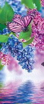 Deursticker Muursticker Bloemen | Blauw, Roze | 91x211cm