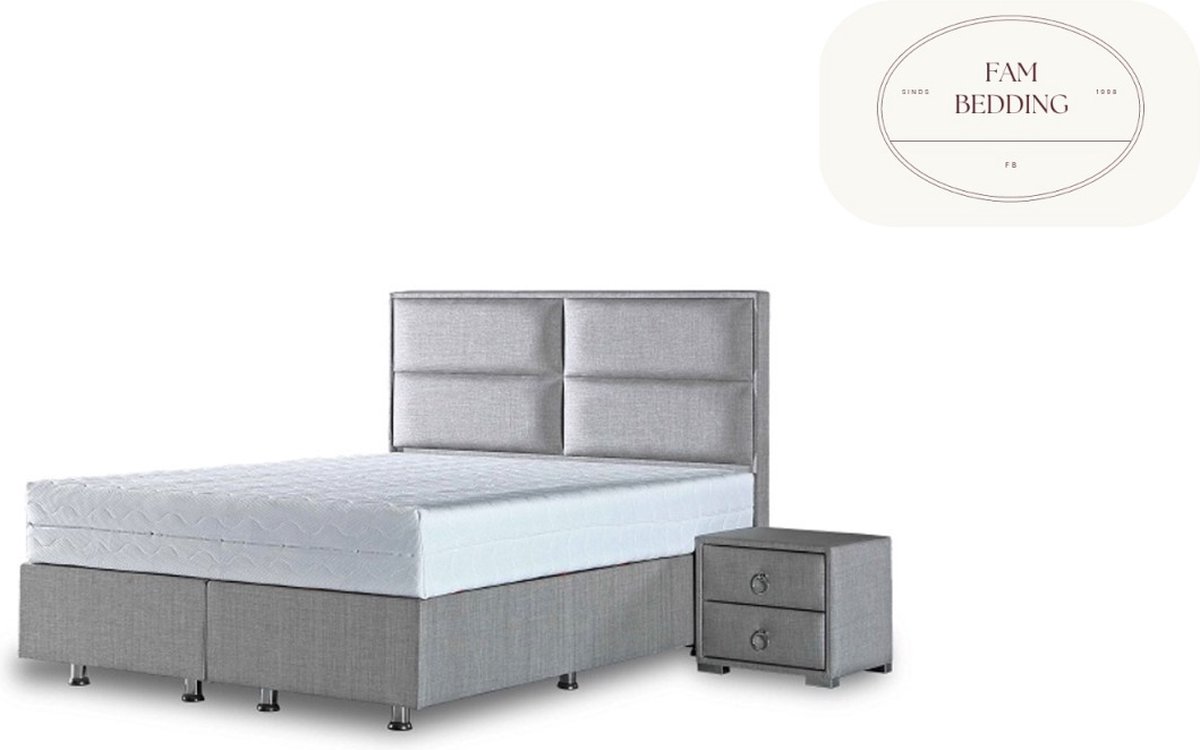 2 Persoons Opberg Boxspring Block Zilver 120x200