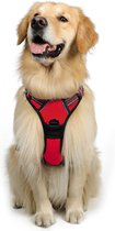 JAXY Hondenharnas - Hondentuig - Hondentuigje Kleine Hond - Y Tuig Hond - Harnas Hond - Anti Trek Tuig Hond - Reflecterend - Maat L - Rood