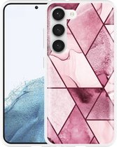 Cazy Hoesje geschikt voor Samsung Galaxy S23 Roze Marmer Mix