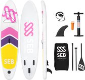 SEB SUP 10'6 Grey - Neon Pink | sup board opblaasbaar - complete set - paddle board - suppen - peddel - pomp - rugzak