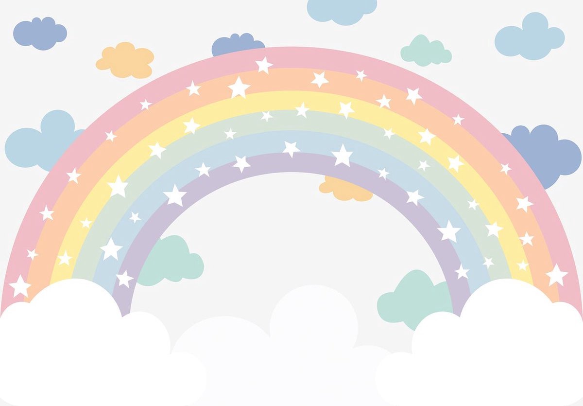 Fotobehang - Vlies Behang - Regenboog in de Wolken - 416 x 254 cm