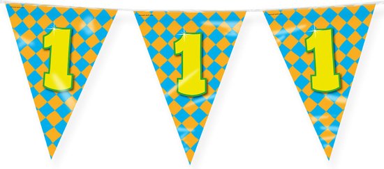 Paperdreams Slinger - verjaardag 1 jaar thema Vlaggetjes - feestversiering - 10m - dubbelzijdig