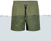 Ramatuelle Zwembroek Jongens - Magic print Zwembroek   - Print wordt zichtbaar zodra de stof nat wordt. - Maat 92 - Kleur  Groen / Khaki