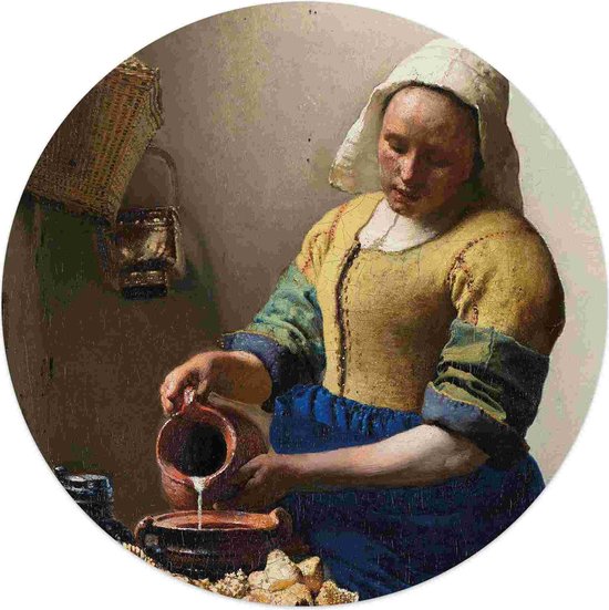 Plexiglasschilderij Vermeer Melkmeisje Ø 50 cm