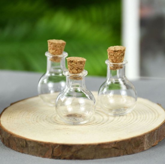 Samulee 20 stuks glazen flessen van kurk, 30 ml, kleine glazen fles, mini-potten met deksel voor dragees, bruiloft, fest, keukenkruiden, doe-het-zelf