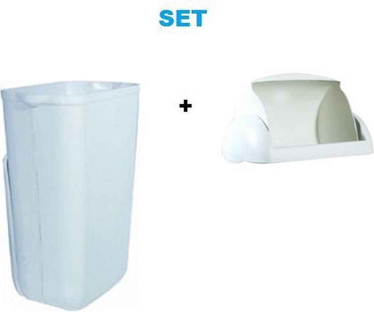 Plastic waste bin 23L MP 742 with folding lid for ladies hygiene SET by Marplast