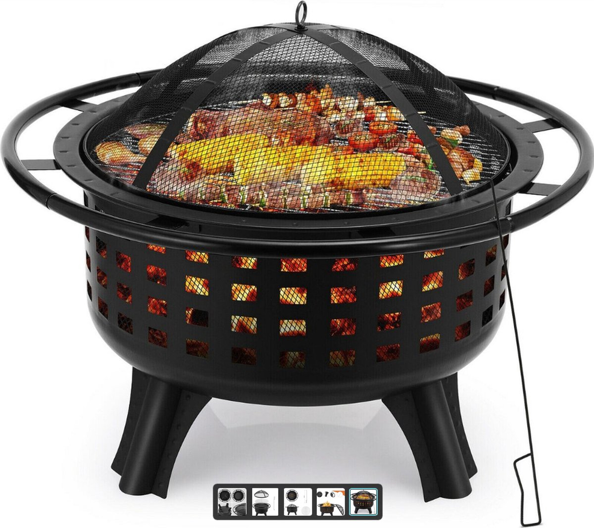 Grill mand Vuurkorf RVS Bbq voor op de camping Vuurschaal