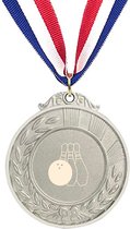 Akyol - bowlen medaille zilverkleuring - Bowlen - sporters - inclusief kaart - sport cadeau - sporten - leuk kado voor je sporter om te geven -