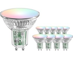 Ledvion - 10X Smart RGB+CCT GU10 LED Spot - 4,9W - 345L - Dimbaar - Wifi-Alexa & Google Home