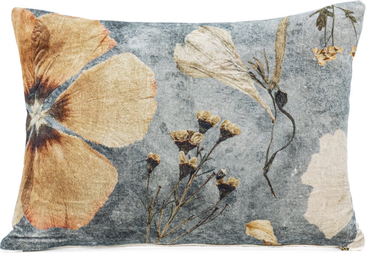 HomeBound by KY | Kussen velvet bloemen | 40x60cm | bloemenkussen