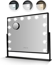 Miroir Mirlux Hollywood avec Siècle des Lumières - Maquillage - 3 modes d'éclairage dimmables - 65 x 50 cm - Zwart