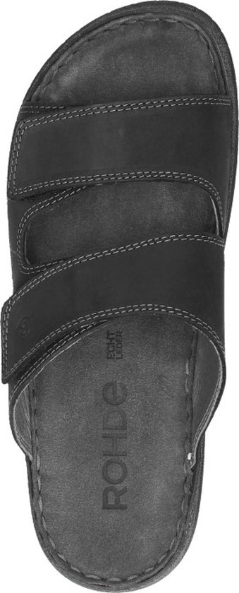 Rohde Slipper Heren - Leder - Zwart - Klittenband - 6241-90 - Maat 43