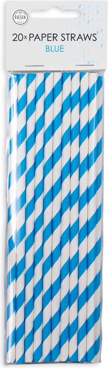 20 Papieren rietjes Blauw - 6mm x 197mm