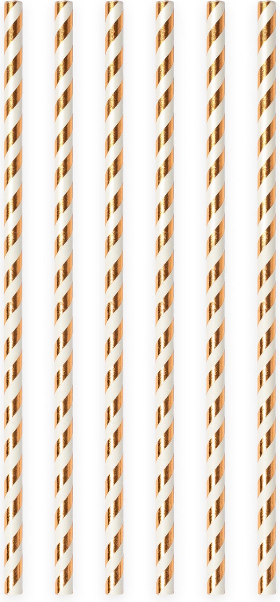 20 Papieren rietjes Rosé Goud - 6mm x 197mm