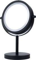 Make-up spiegel met LED verlichting - Dubbelzijdig - 3x vergrotend - 360° - Zwart