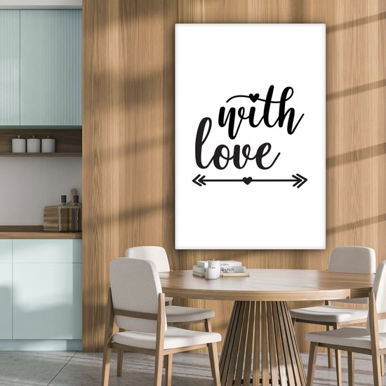 Tableau sur toile Citation Avec amour - 80x120 cm - Décoration murale- Cadeau Saint Valentin pour lui - Saint Valentin