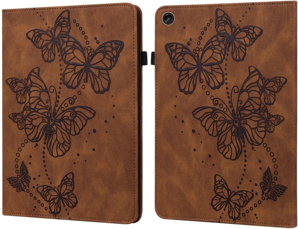 Tablethoes geschikt voor Lenovo Tab M10 Gen 3 Hoesje - Vlinders Book Case - Bruin