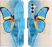 Coverup Book Case - Geschikt voor Samsung Galaxy A14 Hoesje - Blauwe Vlinder