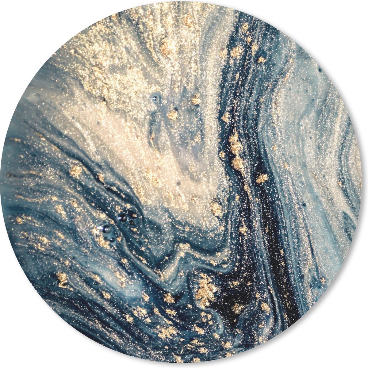 Muismat rond 40x40 cm - Mousepad Marmer - Verf - Glitter - Goud - Ronde muismatten