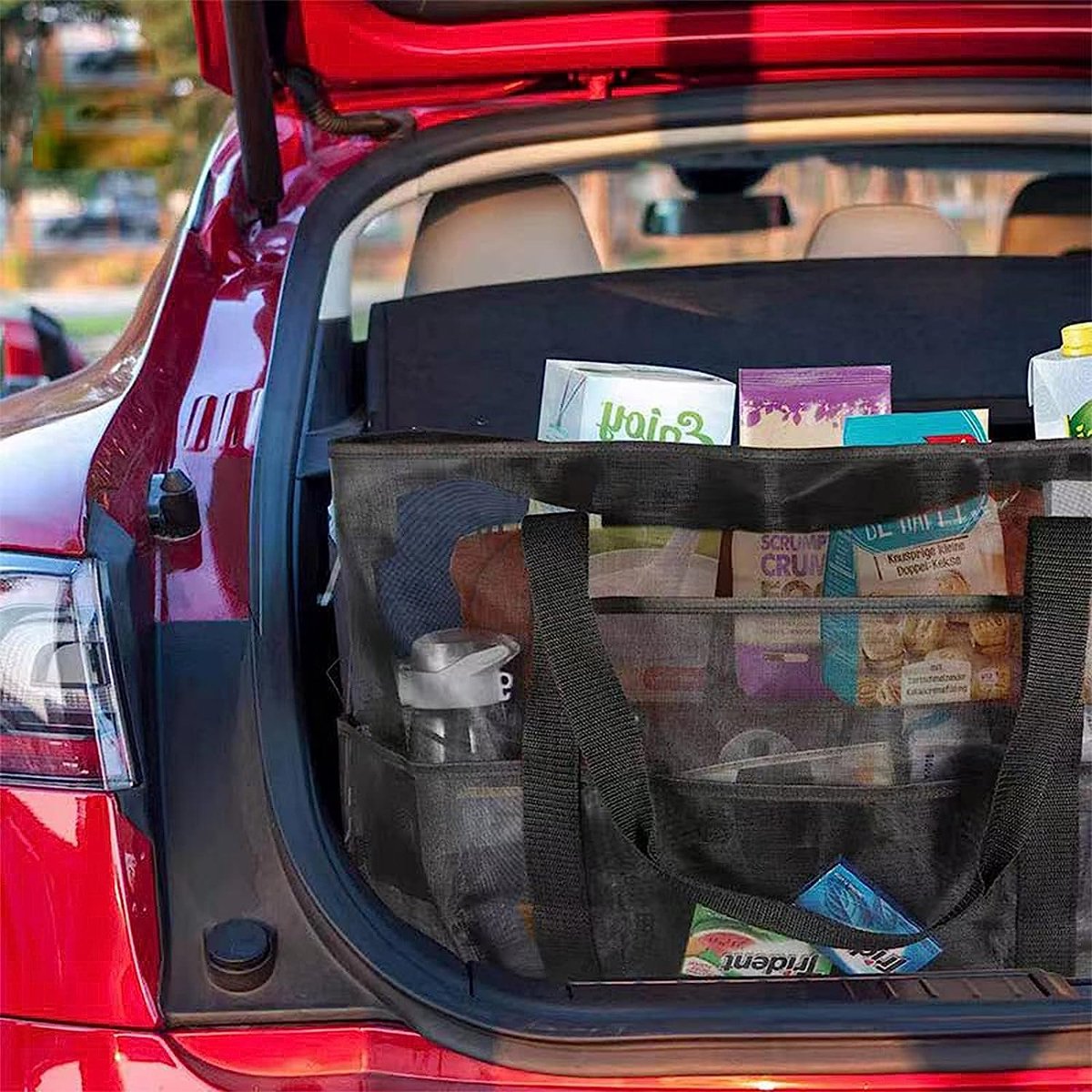 REETEE Grote strandtas van mesh voor dames, draagbaar, XXL familie, strandtas voor dames, opvouwbaar en herbruikbaar, grote nettas voor het strand, voor zand, zwemmen, reizen, winkelen, Beige