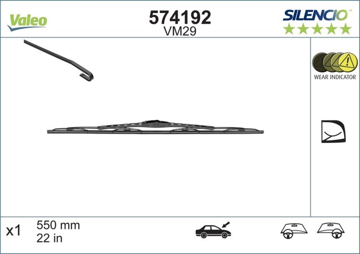Valeo - Valeo Silencio VM29 wisserblad gebogen - 55CM (1x) – foto 2