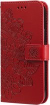 Coverup Mandala Bloemen Book Case - Geschikt voor Motorola Moto G60s Hoesje - Rood