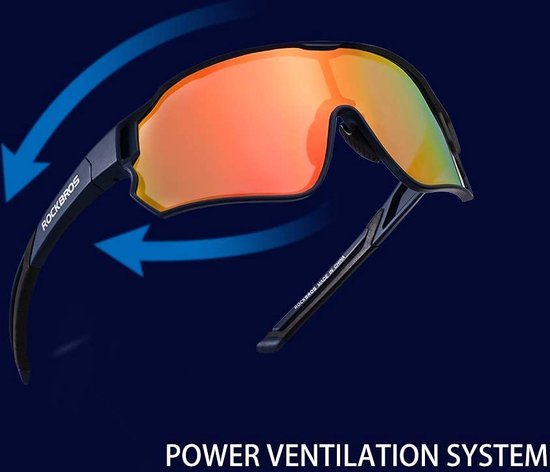 ROCKBROS Fietsbril - Gepolariseerde Zonnebril - Sportbril met UV400-bescherming - TR90-montuur, voor 0utdoor-sport, Fietsen, Hardlopen, Klimmen, Vissen, Golfen - Rockbros