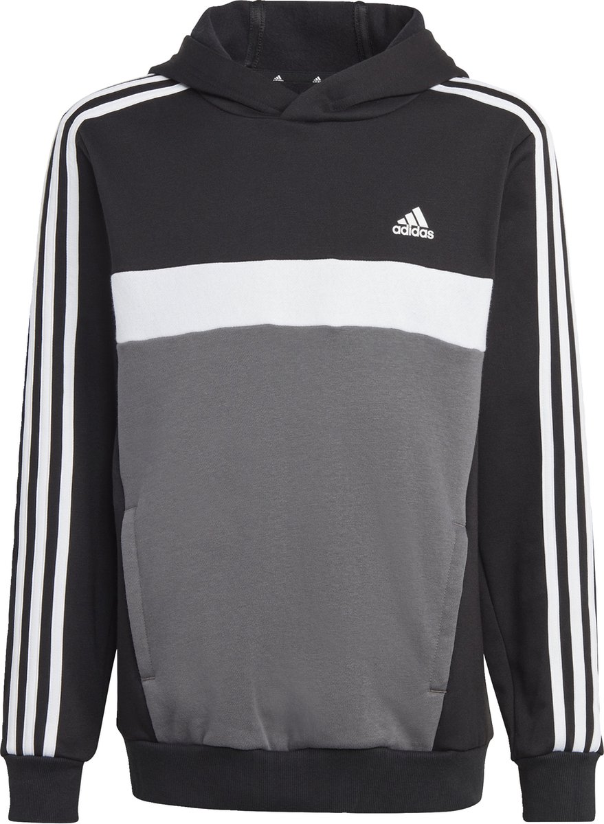adidas Sportswear Tiberio 3-Stripes Colorblock Fleece Hoodie Kids Kinderen Zwart