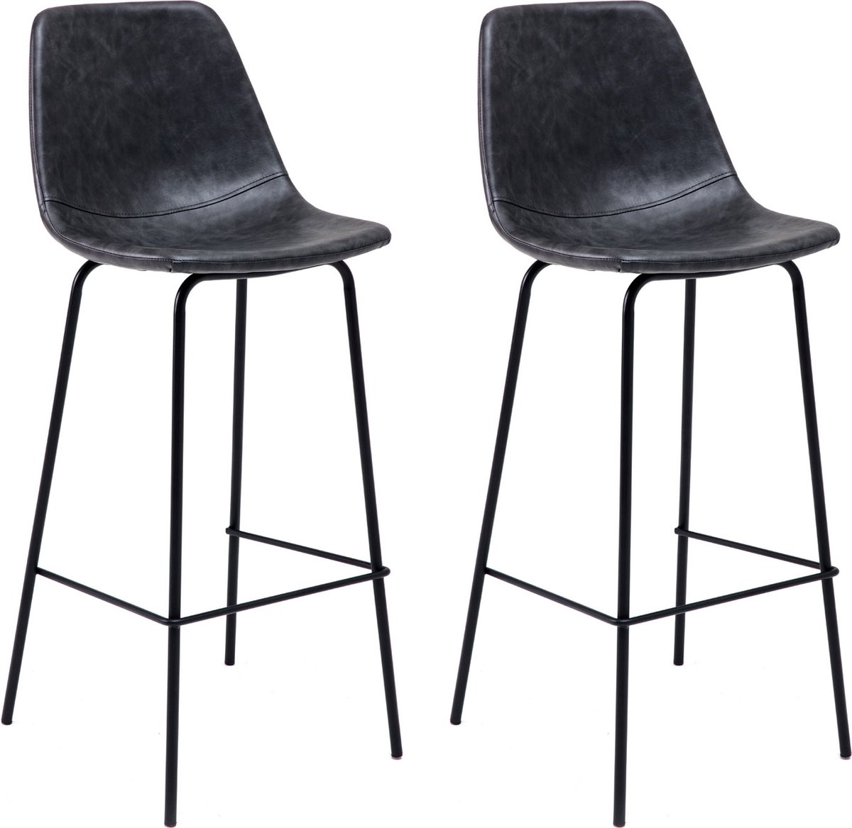 Set van 2 vintage LUCIEN barkrukken donkergrijs - Zithoogte 75cm