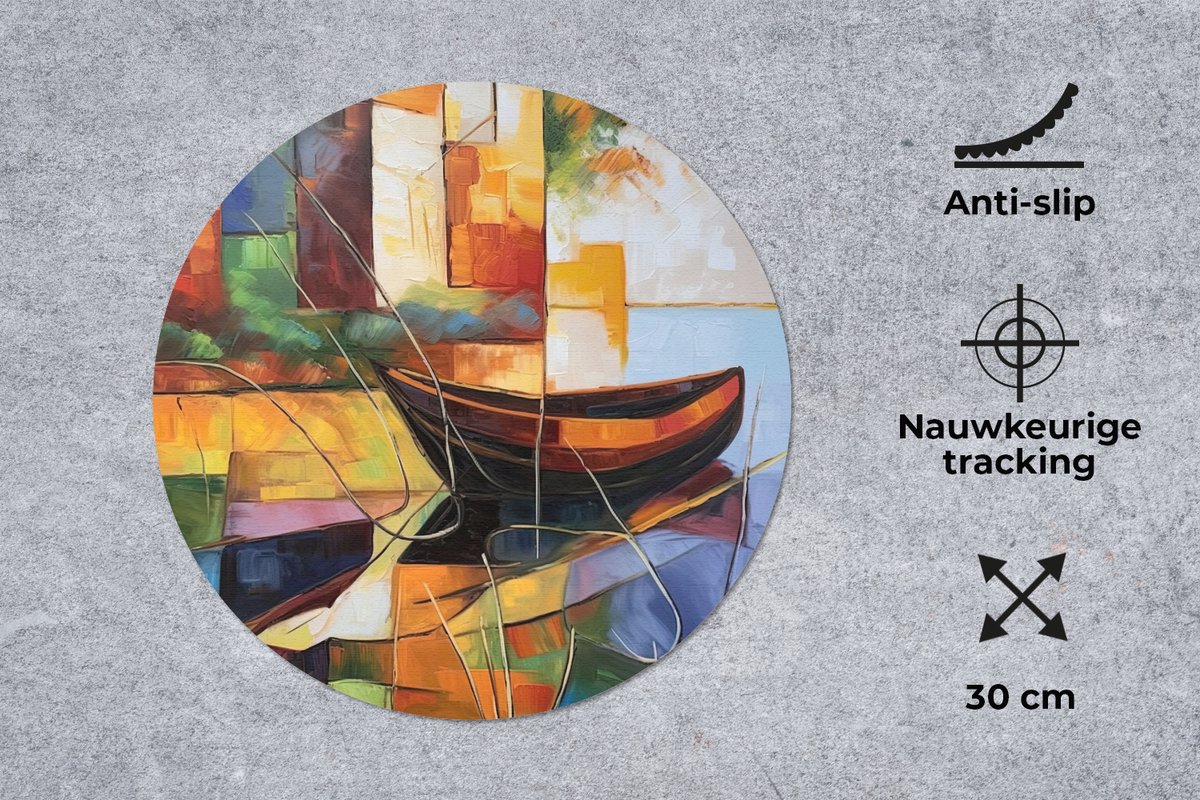 Muismat rond 30x30 cm - Mousepad Abstract - Kunst - Boot - Kleuren - Ronde muismatten