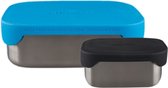 Rubytec Superhero Duo Lunchbox - 0,8 L + 0,3 L - Broodtrommel - Vaatwasserbestendig - Inclusief verdeler - 17.3 x 13.3 x 6.2 cm - Stainless Steel - Blauw