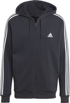 adidas Sportswear Essentials Fleece 3-Stripes Ritshoodie - Heren - Zwart- S