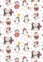 Kerst cadeaupapier Blije pinguin K691779 - Toonbankrol breedte 40cm - 200m lang